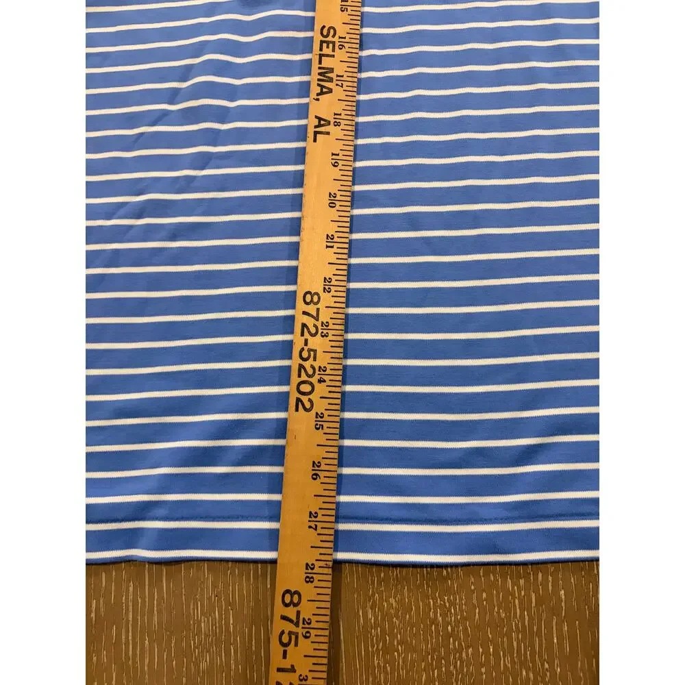 Polo Ralph Lauren Shirt XXL Blue Stripe Pima Soft Touch Short‎ Sleeve Men Pony